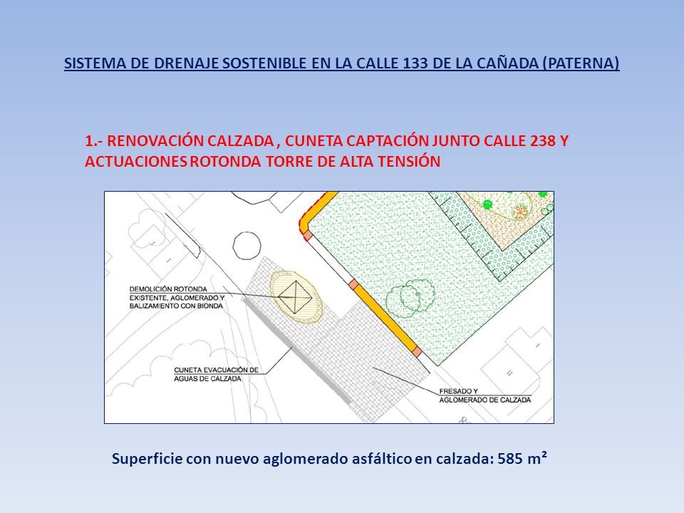 SISTEMA DE DRENAJE SOSTENIBLE EN LA CALLE 133 DE LA CAÑADA (PATERNA)