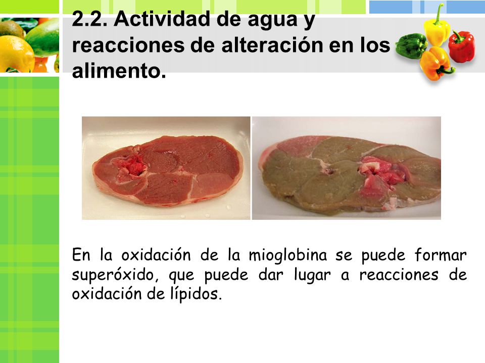 2.2. Actividad de agua y reacciones de alteración en los alimento.