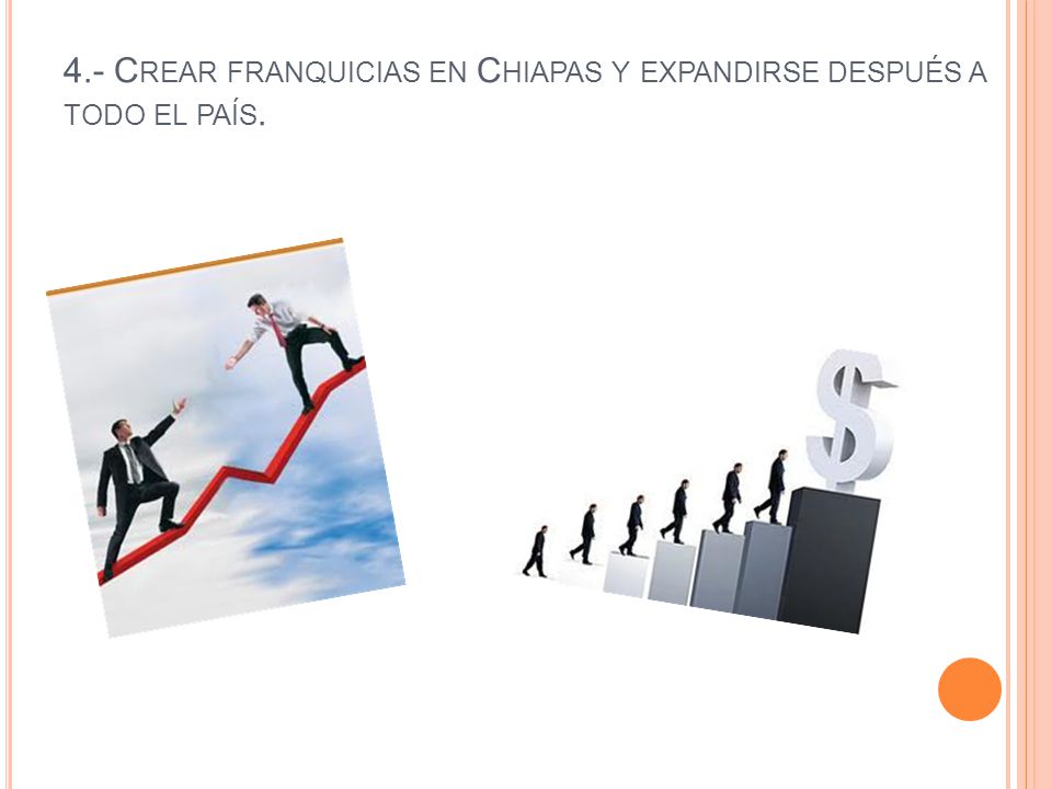 4.- Crear franquicias en Chiapas y expandirse después a todo el país.