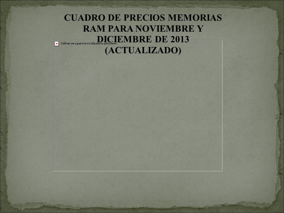 CUADRO DE PRECIOS MEMORIAS RAM PARA NOVIEMBRE Y DICIEMBRE DE 2013 (ACTUALIZADO)