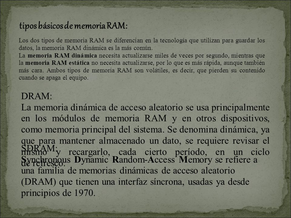 tipos básicos de memoria RAM:
