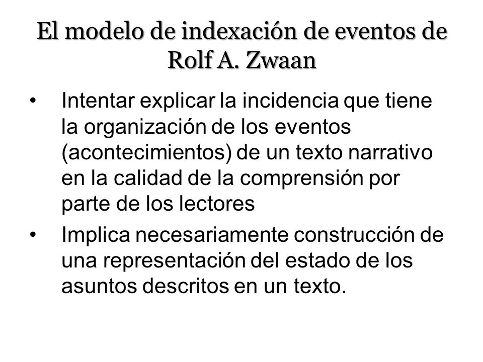 El modelo de indexación de eventos de Rolf A. Zwaan