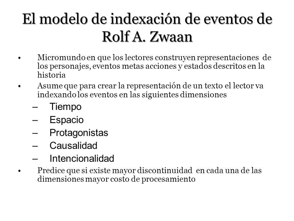 El modelo de indexación de eventos de Rolf A. Zwaan