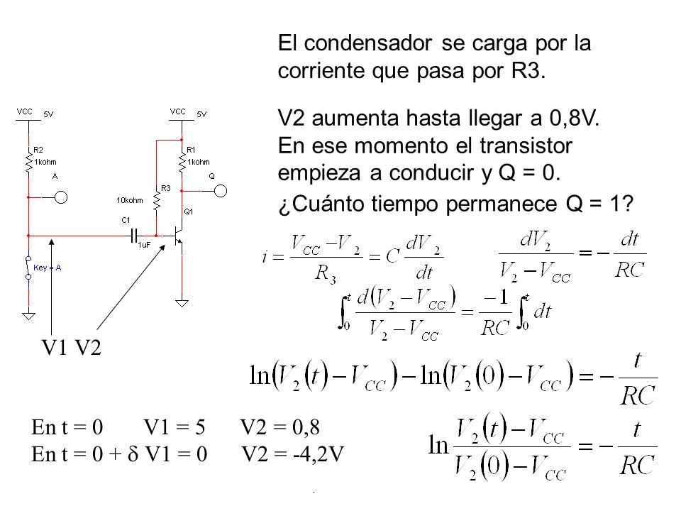 El condensador se carga por la corriente que pasa por R3.