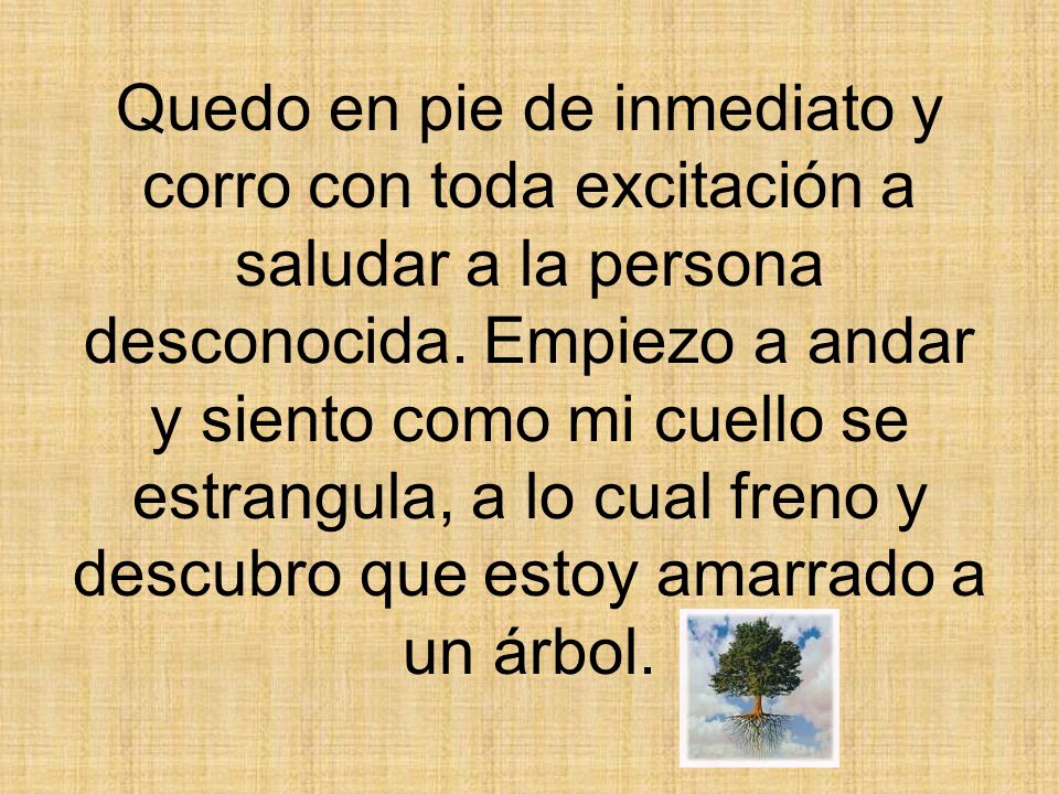 Quedo en pie de inmediato y corro con toda excitación a saludar a la persona desconocida.