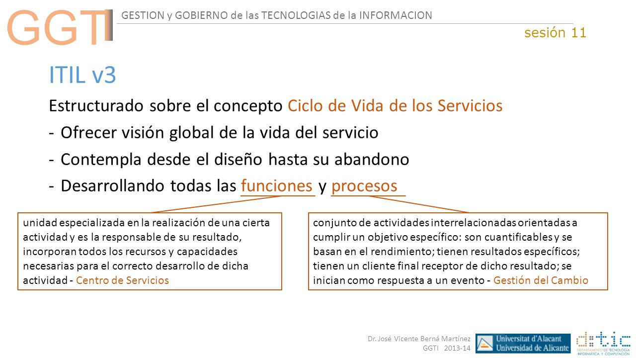ITIL v3 Estructurado sobre el concepto Ciclo de Vida de los Servicios