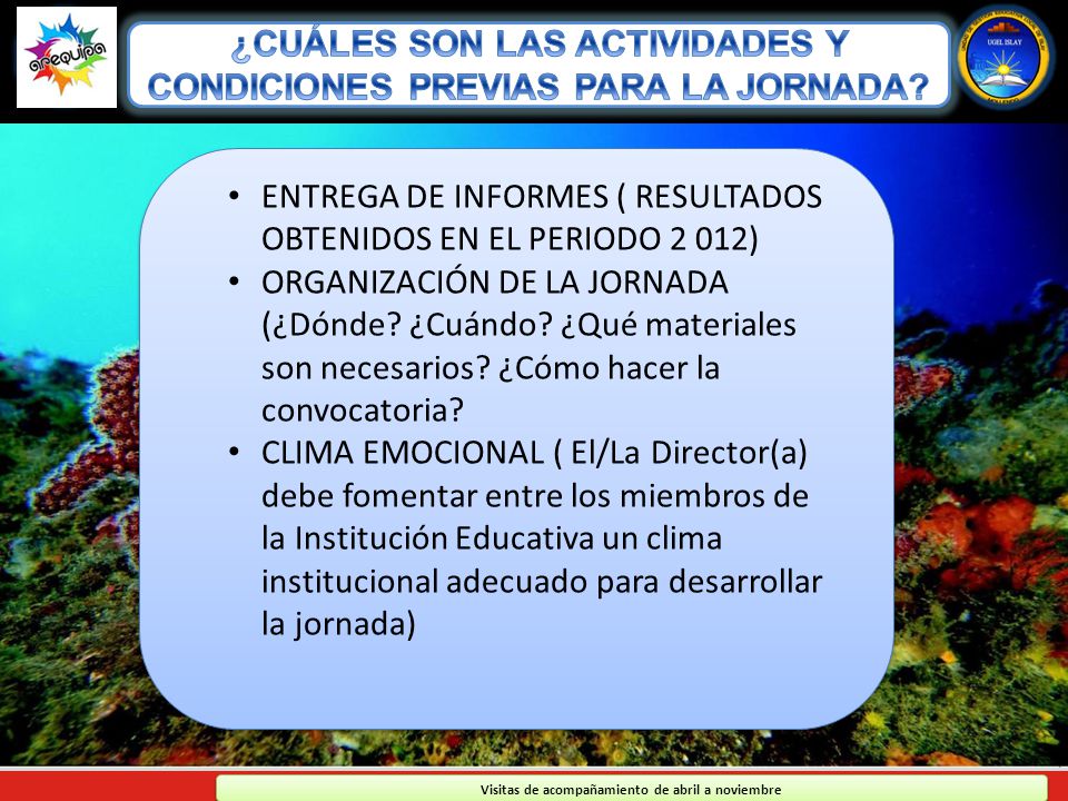 ¿CUÁLES SON LAS ACTIVIDADES Y CONDICIONES PREVIAS PARA LA JORNADA