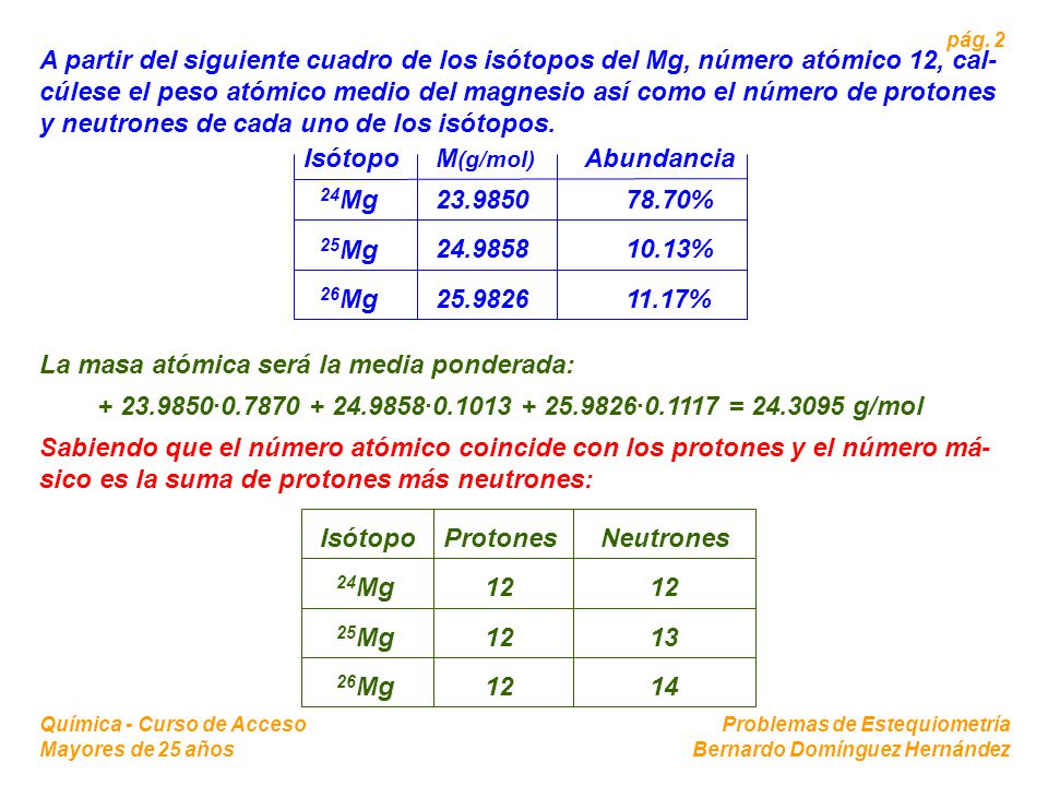 La masa atómica será la media ponderada: