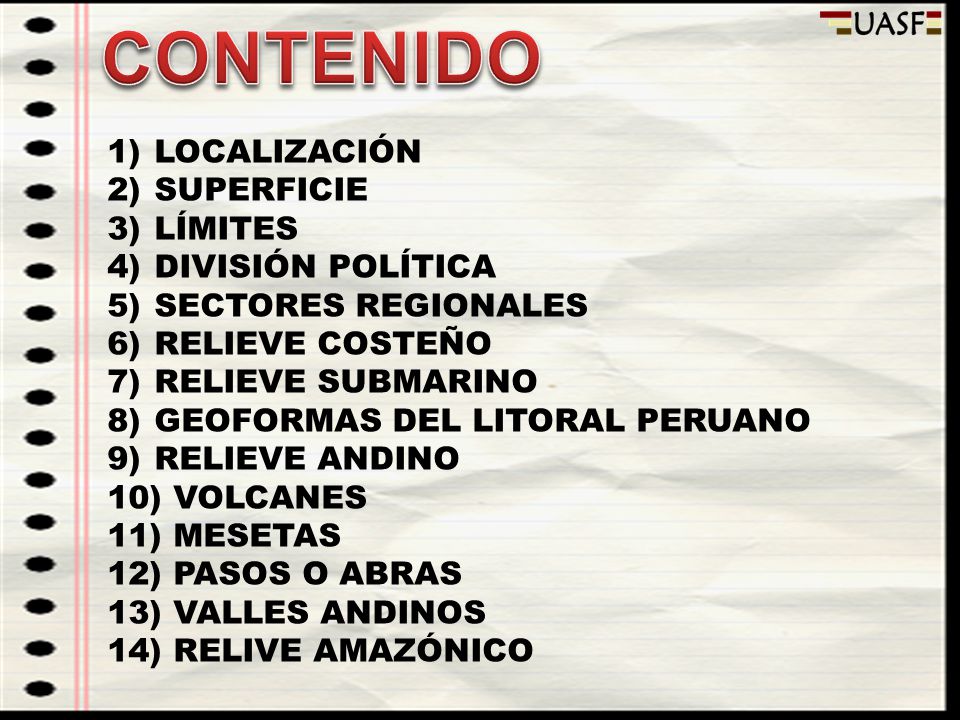 CONTENIDO LOCALIZACIÓN SUPERFICIE LÍMITES DIVISIÓN POLÍTICA