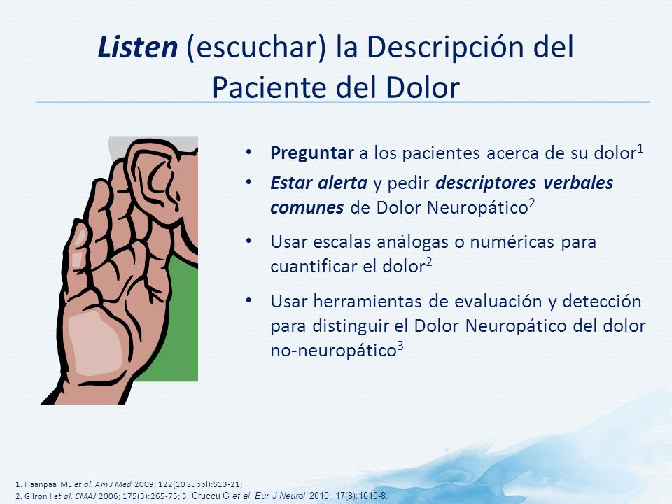 Listen (escuchar) la Descripción del Paciente del Dolor