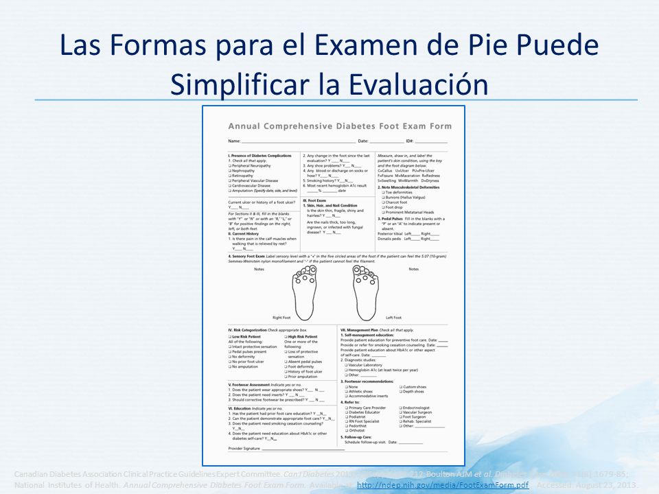 Las Formas para el Examen de Pie Puede Simplificar la Evaluación