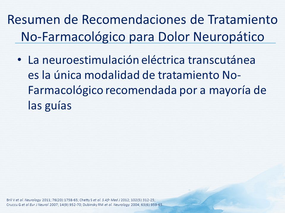 Resumen de Recomendaciones de Tratamiento No-Farmacológico para Dolor Neuropático