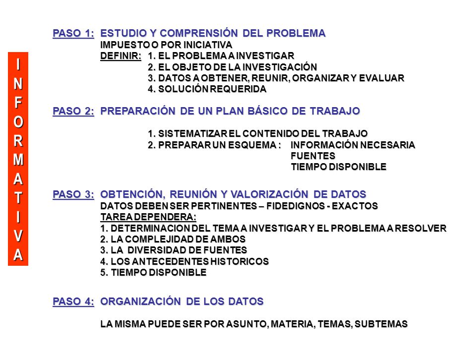 I N F O R M A T V PASO 1: ESTUDIO Y COMPRENSIÓN DEL PROBLEMA