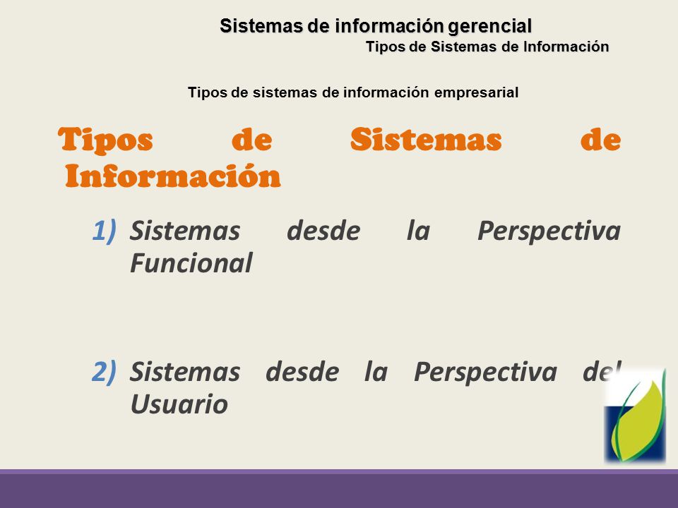 Tipos de Sistemas de Información