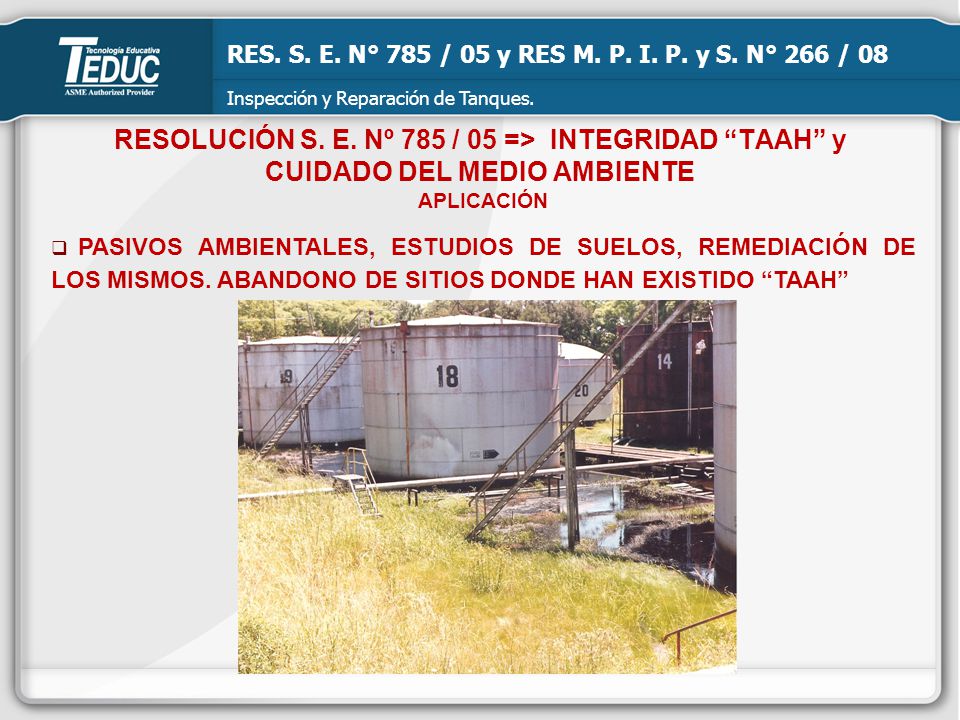 RES. S. E. N° 785 / 05 y RES M. P. I. P. y S. N° 266 / 08