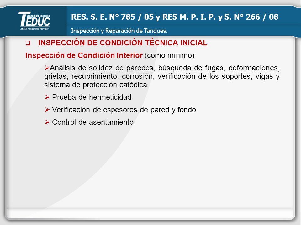RES. S. E. N° 785 / 05 y RES M. P. I. P. y S. N° 266 / 08