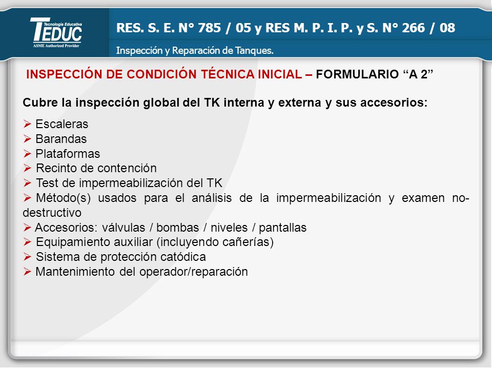 RES. S. E. N° 785 / 05 y RES M. P. I. P. y S. N° 266 / 08
