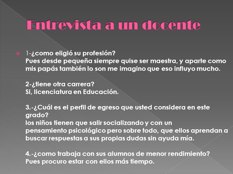 Entrevista a un docente