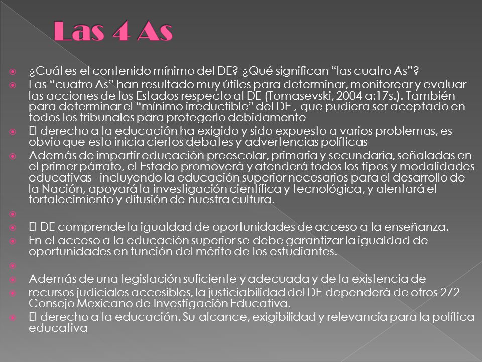 Las 4 As ¿Cuál es el contenido mínimo del DE ¿Qué significan las cuatro As