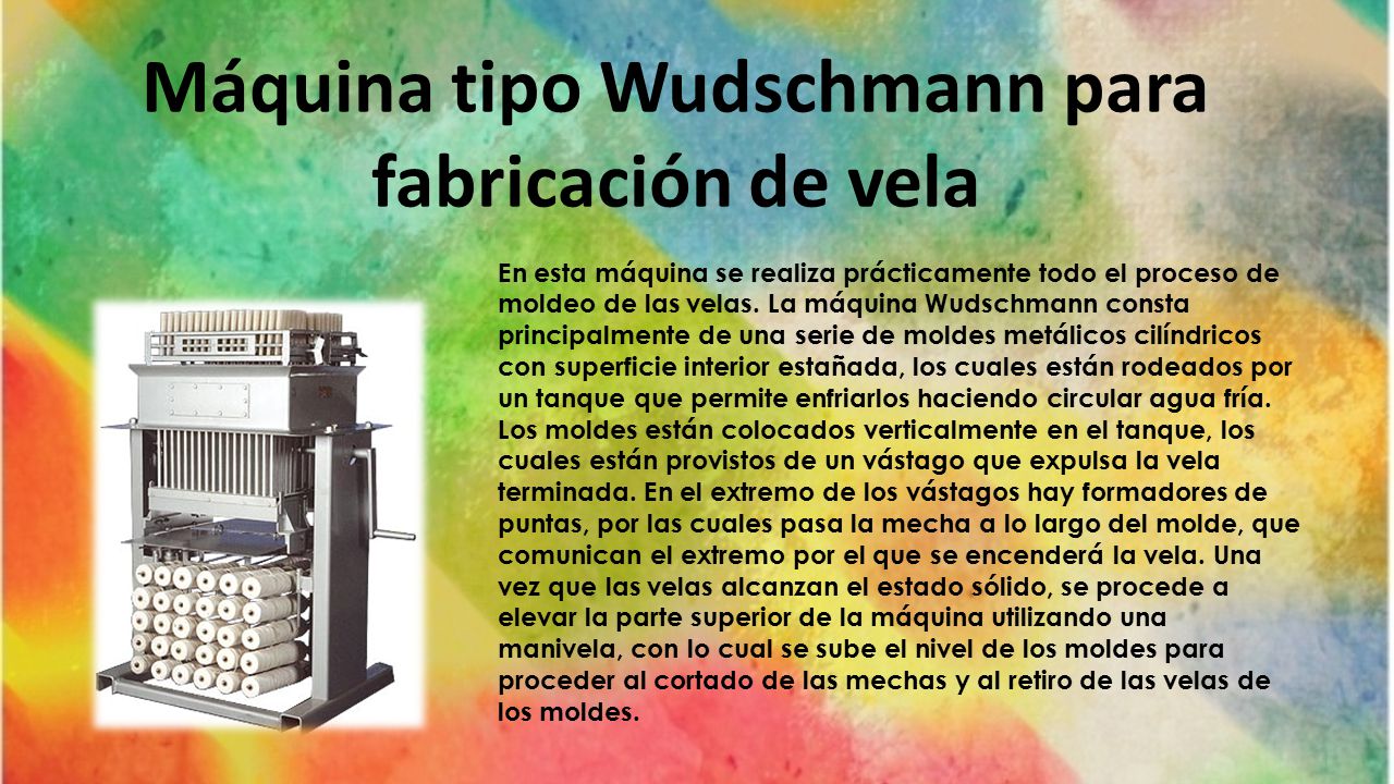 Máquina tipo Wudschmann para fabricación de vela