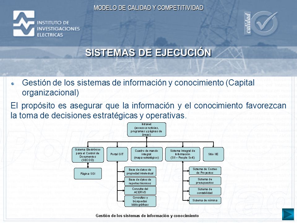 SISTEMAS DE EJECUCIÓN Gestión de los sistemas de información y conocimiento (Capital organizacional)