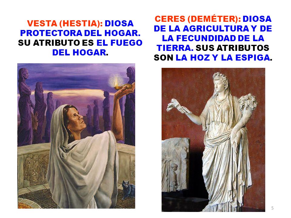 CERES (DEMÉTER): DIOSA DE LA AGRICULTURA Y DE LA FECUNDIDAD DE LA TIERRA. SUS ATRIBUTOS SON LA HOZ Y LA ESPIGA.