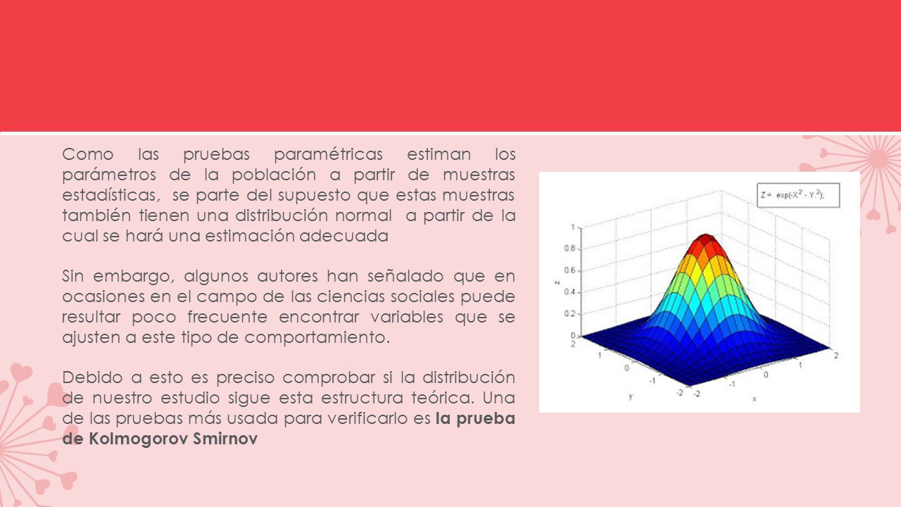 Como las pruebas paramétricas estiman los parámetros de la población a partir de muestras estadísticas, se parte del supuesto que estas muestras también tienen una distribución normal a partir de la cual se hará una estimación adecuada