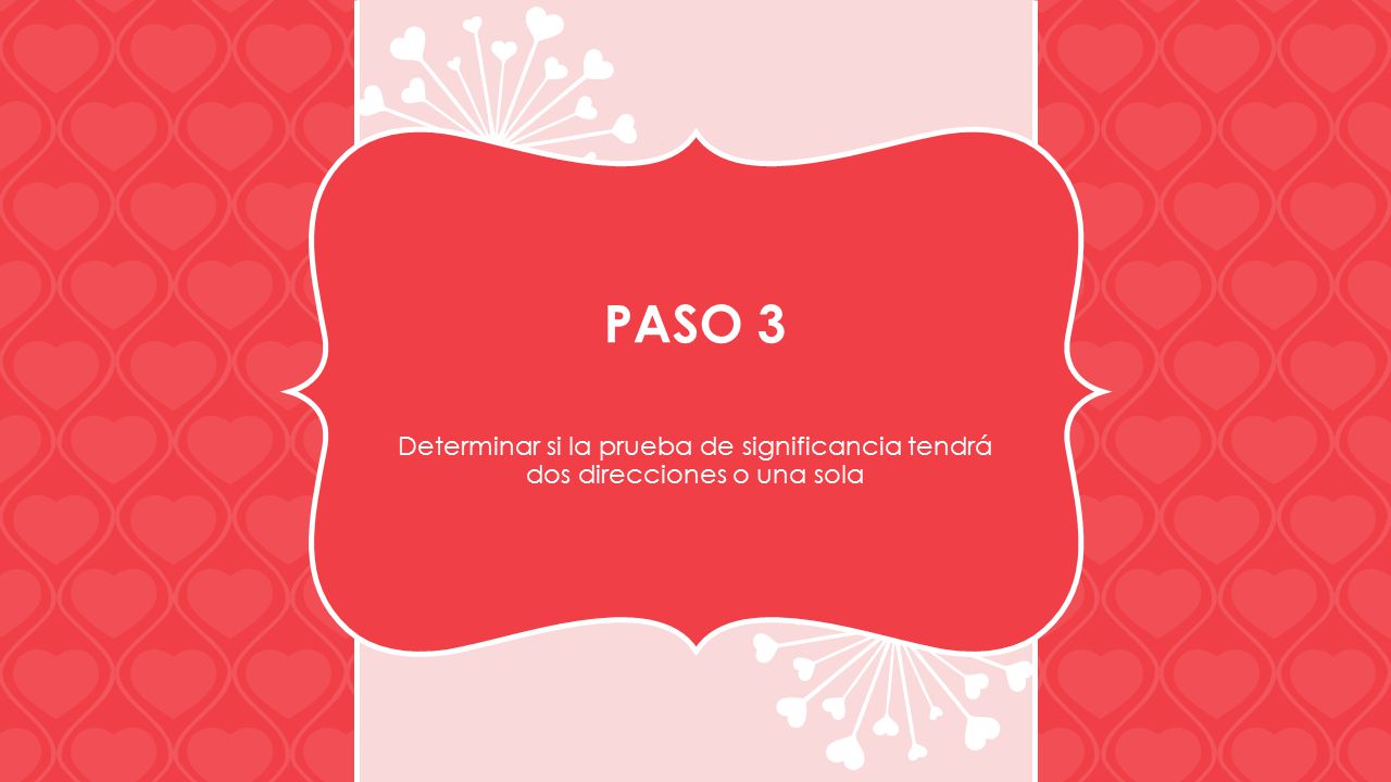 PASO 3 Determinar si la prueba de significancia tendrá dos direcciones o una sola