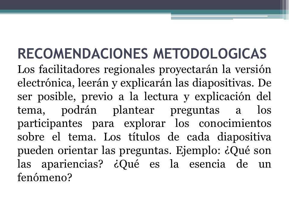 RECOMENDACIONES METODOLOGICAS