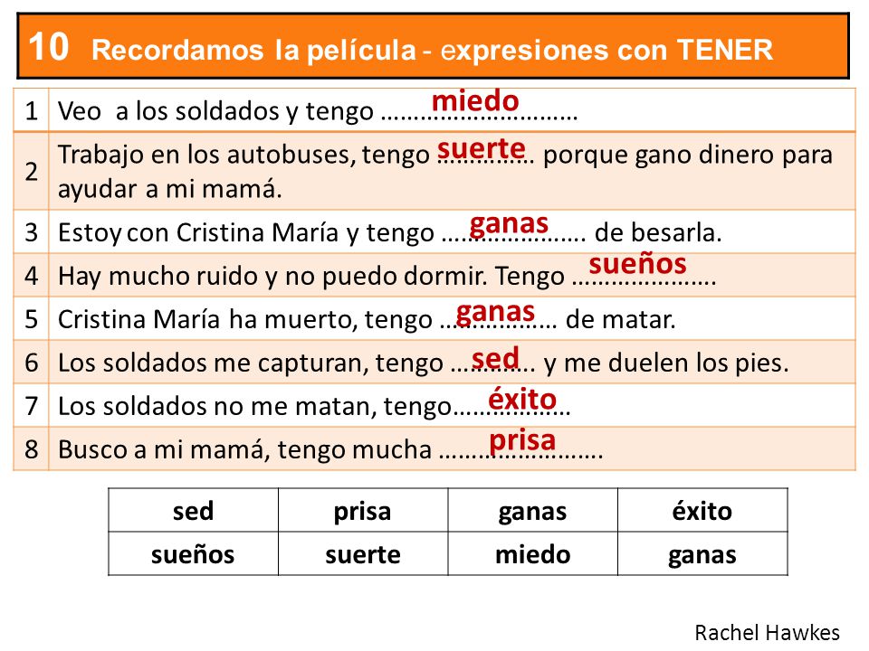 10 Recordamos la película - expresiones con TENER