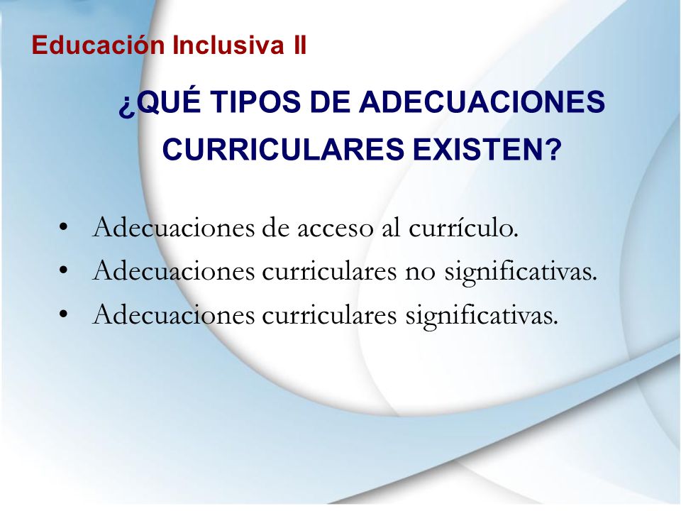 ¿QUÉ TIPOS DE ADECUACIONES CURRICULARES EXISTEN