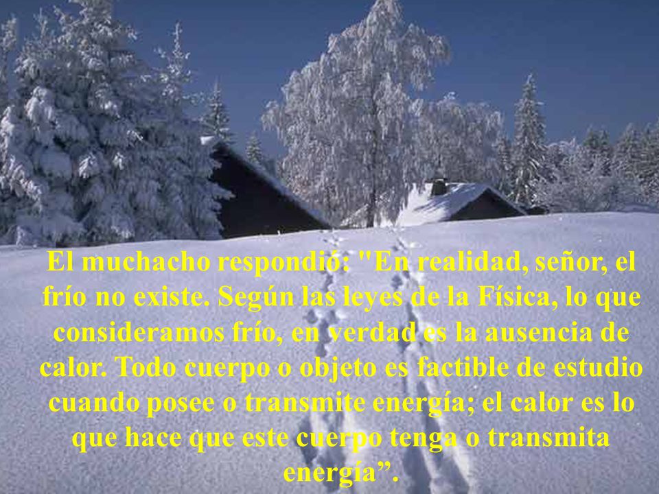 El muchacho respondió: En realidad, señor, el frío no existe