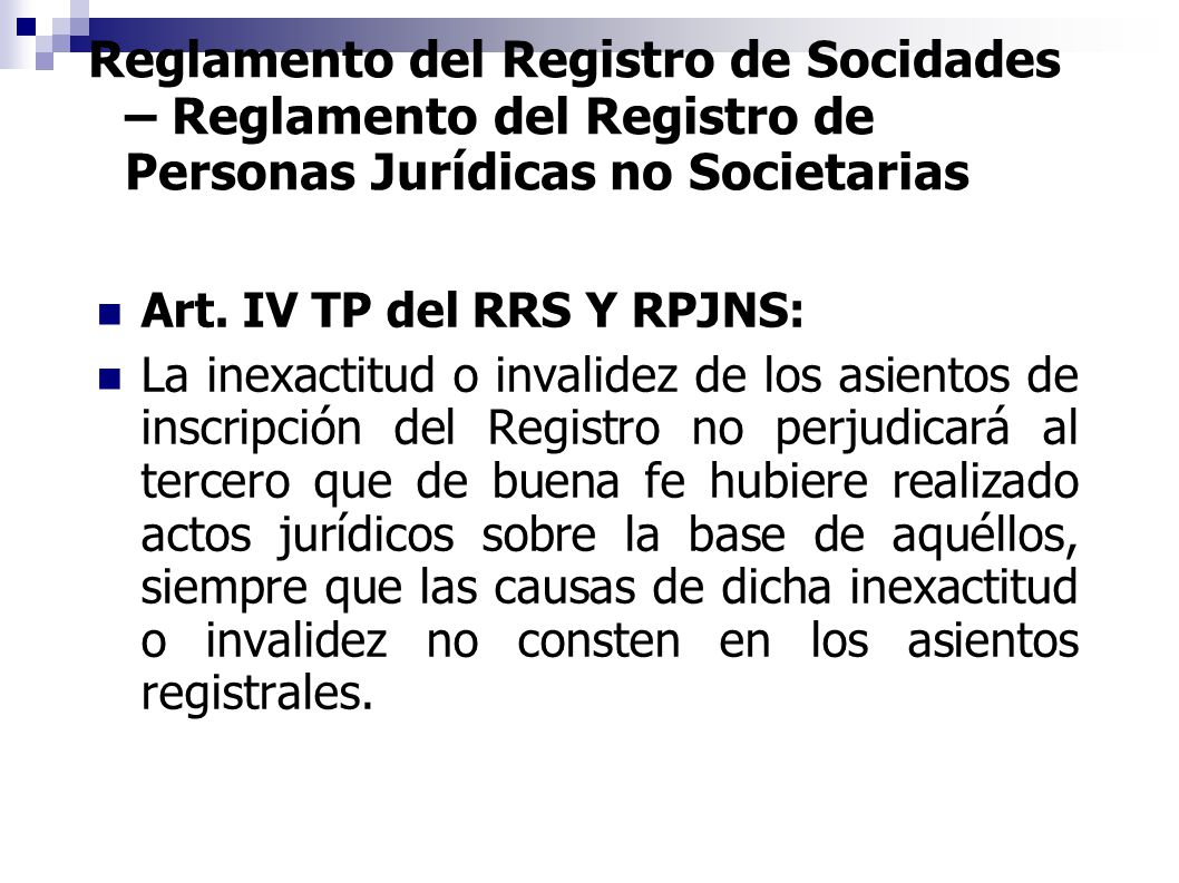 Reglamento del Registro de Socidades – Reglamento del Registro de Personas Jurídicas no Societarias