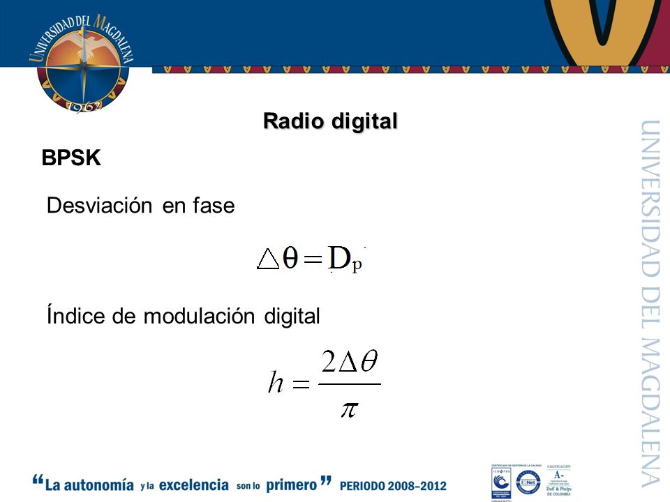 Radio digital BPSK Desviación en fase Índice de modulación digital