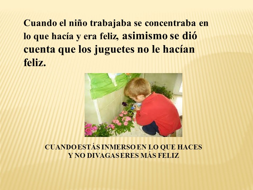 CUANDO ESTÁS INMERSO EN LO QUE HACES Y NO DIVAGAS ERES MÁS FELIZ