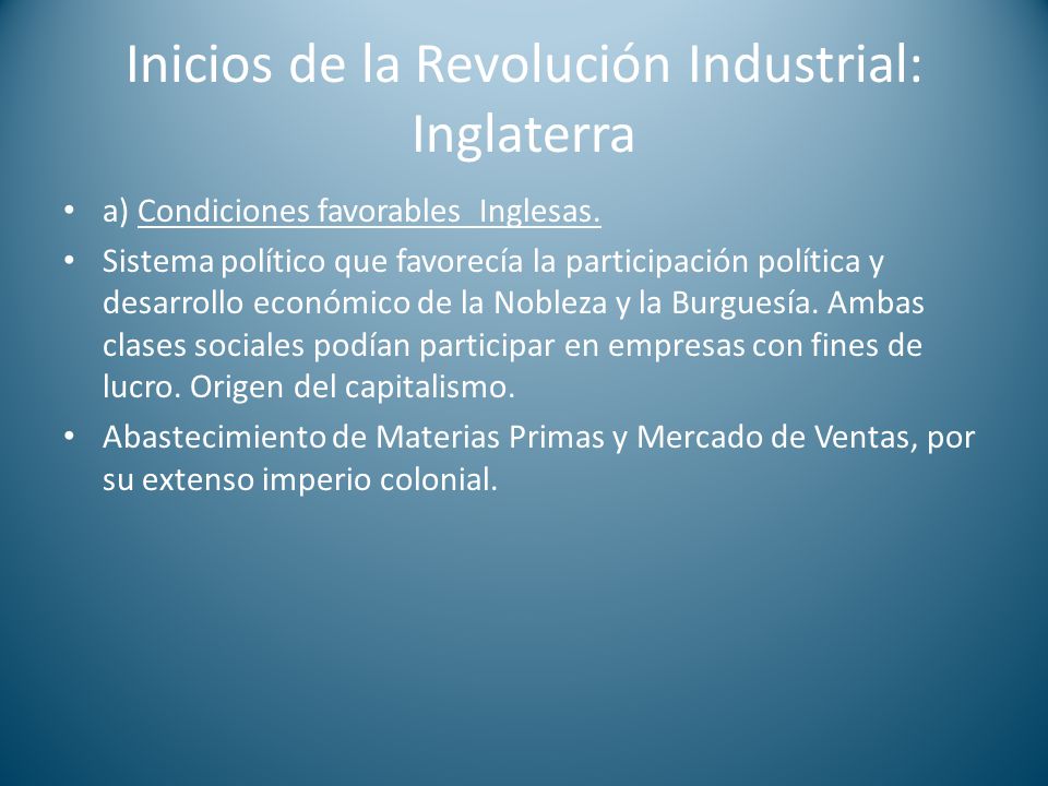 Inicios de la Revolución Industrial: Inglaterra