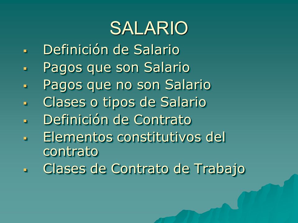 SALARIO Definición de Salario Pagos que son Salario
