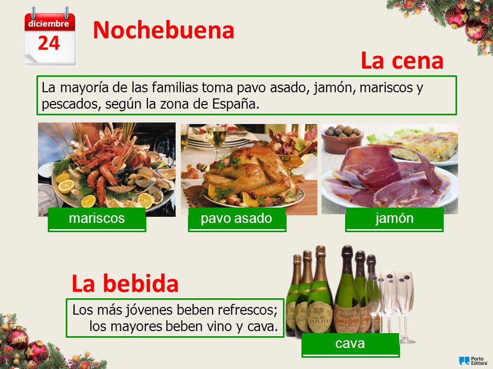 Nochebuena La cena La bebida 24 mariscos mariscos mariscos mariscos
