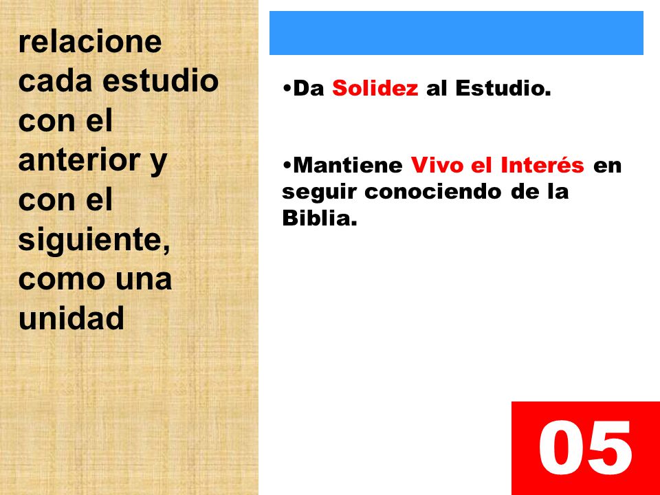relacione cada estudio con el anterior y con el siguiente, como una unidad