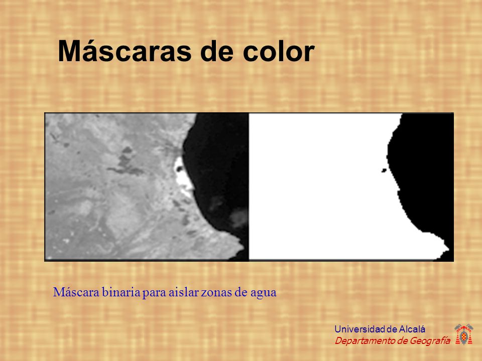 Máscaras de color Máscara binaria para aislar zonas de agua