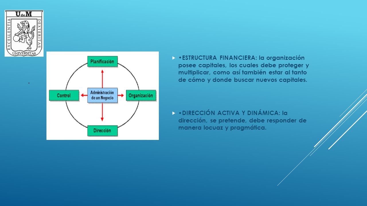 •ESTRUCTURA FINANCIERA: la organización posee capitales, los cuales debe proteger y multiplicar, como así también estar al tanto de cómo y donde buscar nuevos capitales.