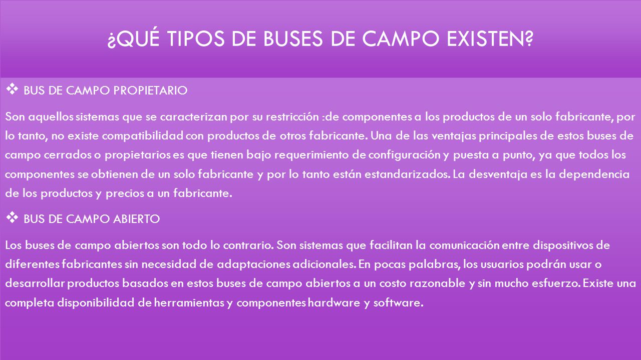 ¿qué tipos de buses de campo existen