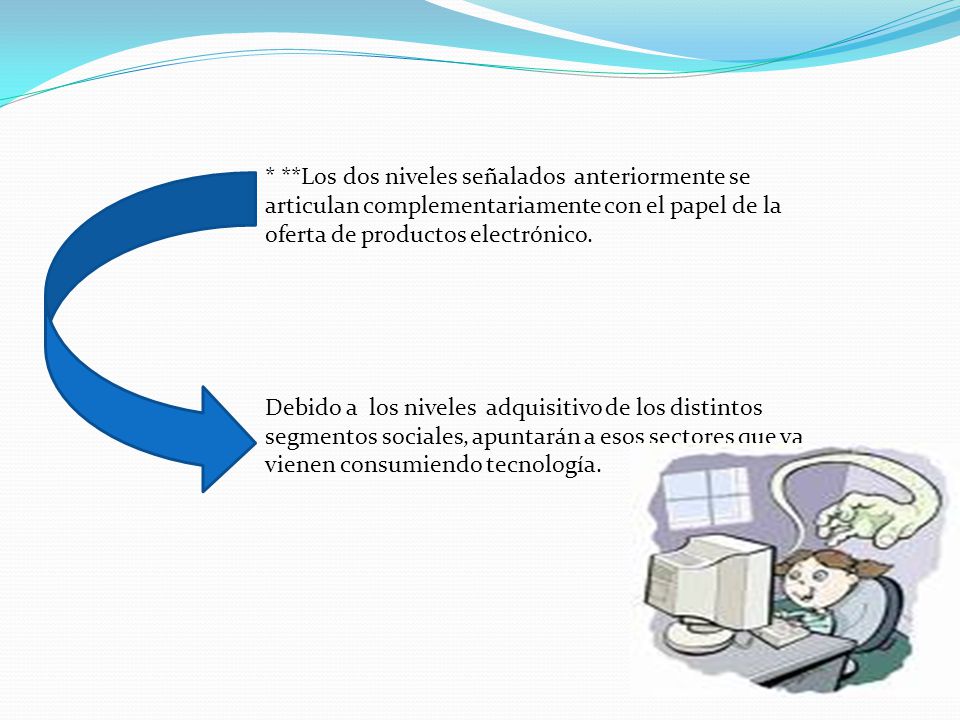 * **Los dos niveles señalados anteriormente se articulan complementariamente con el papel de la oferta de productos electrónico.