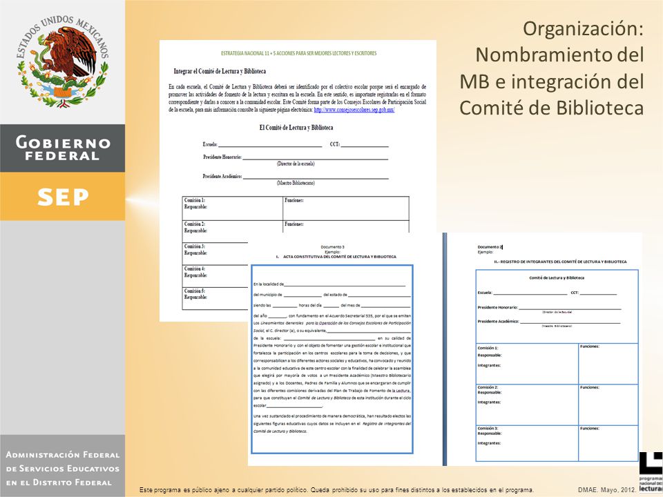 Organización: Nombramiento del MB e integración del Comité de Biblioteca