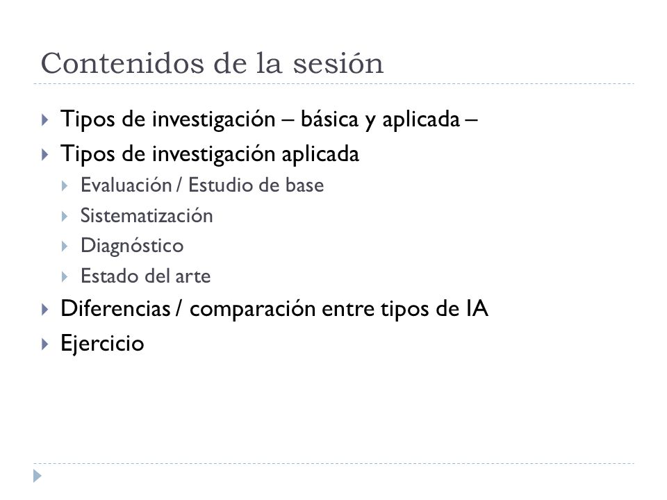 Contenidos de la sesión