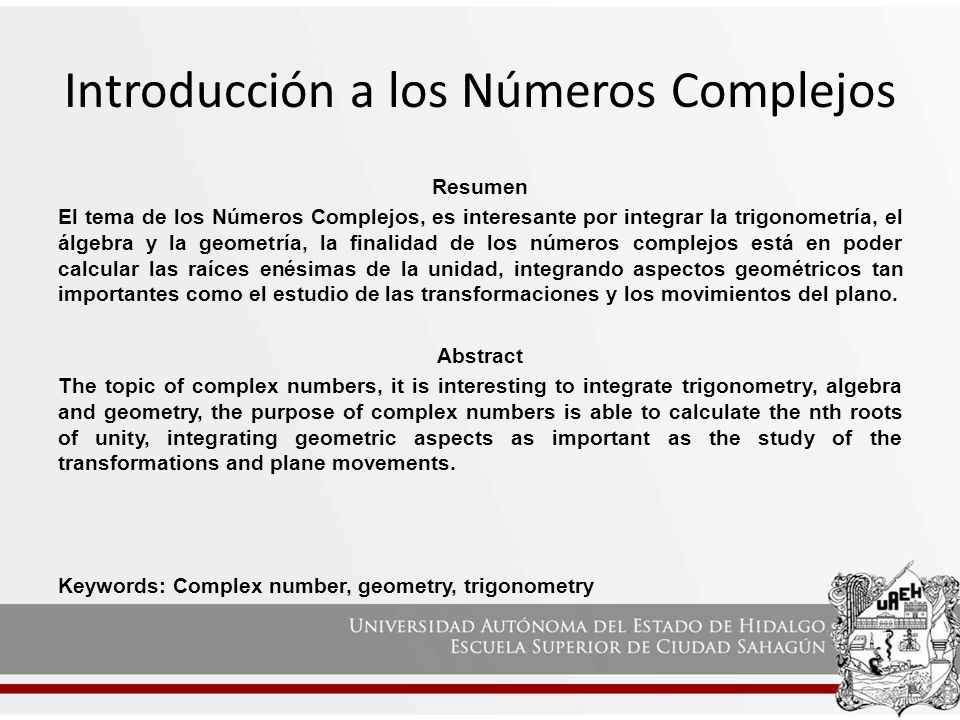 Introducción a los Números Complejos