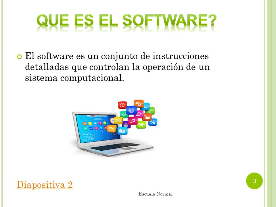 Que es el software El software es un conjunto de instrucciones detalladas que controlan la operación de un sistema computacional.