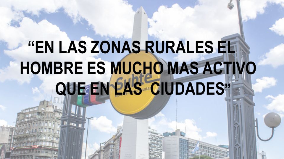EN LAS ZONAS RURALES EL HOMBRE ES MUCHO MAS ACTIVO