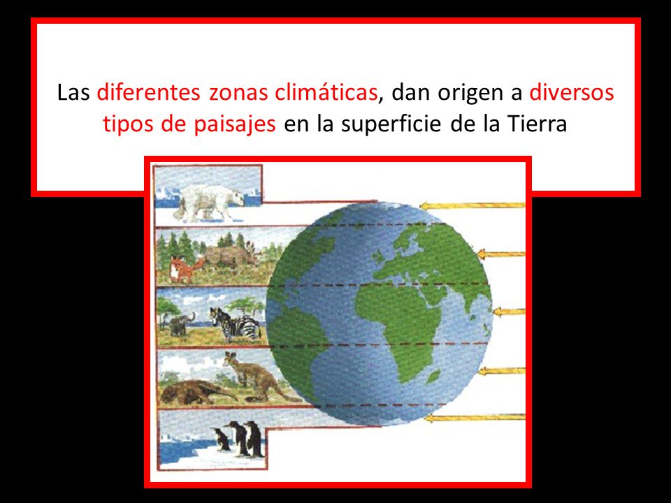 Las diferentes zonas climáticas, dan origen a diversos tipos de paisajes en la superficie de la Tierra