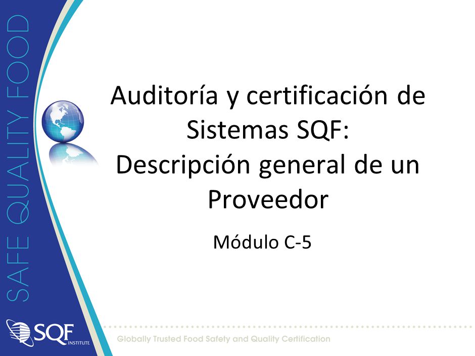 SQF Systems Training Course Trainer Guide Core Module Módulo C-5